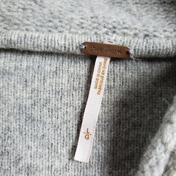 Free People Wool Shawl Knit Collar Zip Sweater - Picture 3 of 8